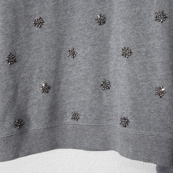 Tommy Hilfiger Women’s Sweatshirt Festive Chic Glam Embellished Knit Gray M - Picture 4 of 10